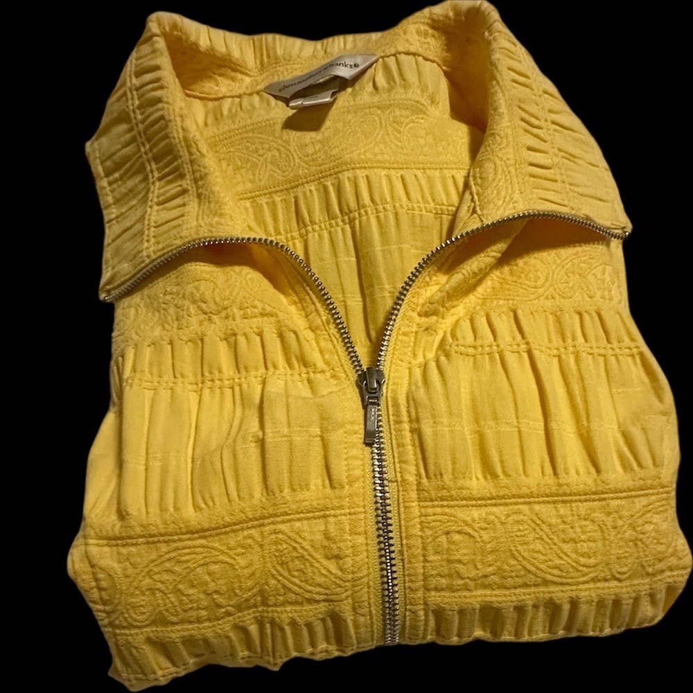 Christopher & Banks yellow Waffle zip up Long Sleeve - Picture 2 of 10
